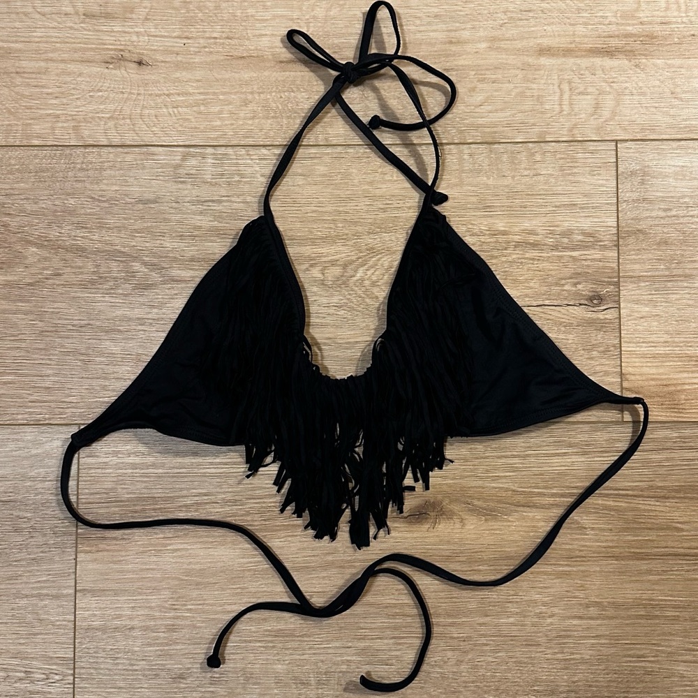 L*space Black Fringe Bikini Top